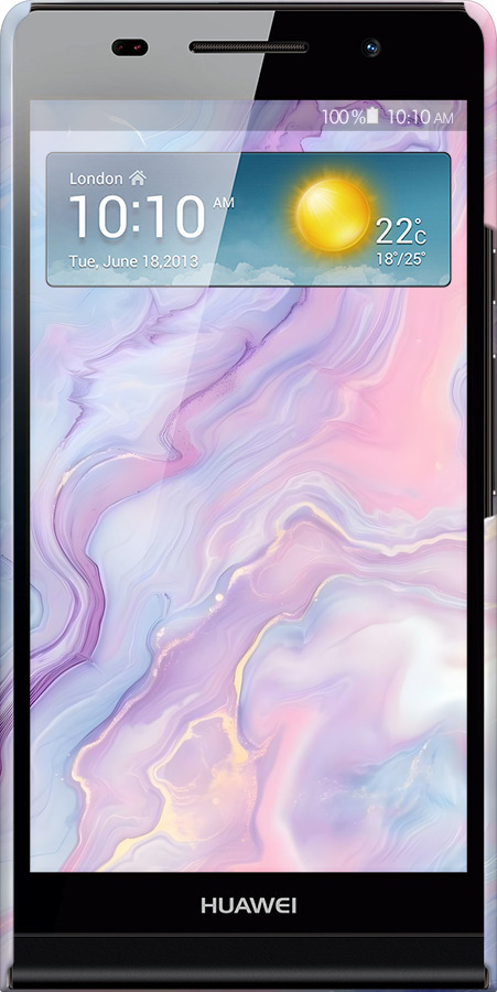 3D пластиковый глянцевый чехол Нежный мрамор для Huawei Ascend P6 - 6310c-39 изображение 