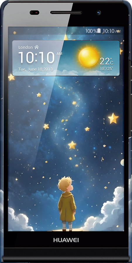 3D пластиковый глянцевый чехол Маленький принц для Huawei Ascend P6 - 6326c-39 изображение 
