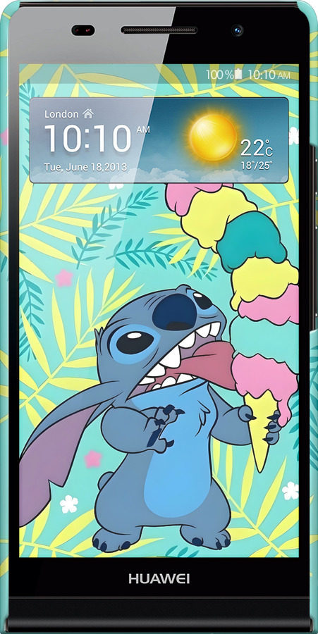3D пластиковый глянцевый чехол Стич для Huawei Ascend P6 - 6361c-39 изображение 