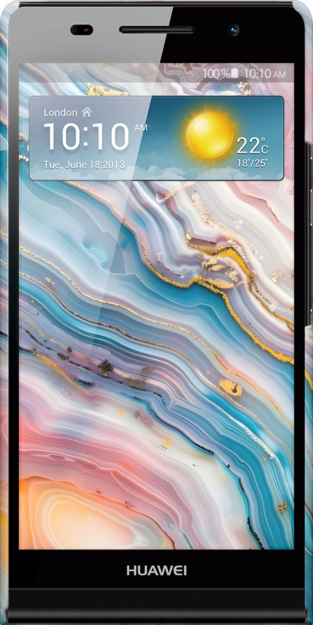 3D пластиковый глянцевый чехол Мрамор красивый для Huawei Ascend P6 - 6376c-39 изображение 