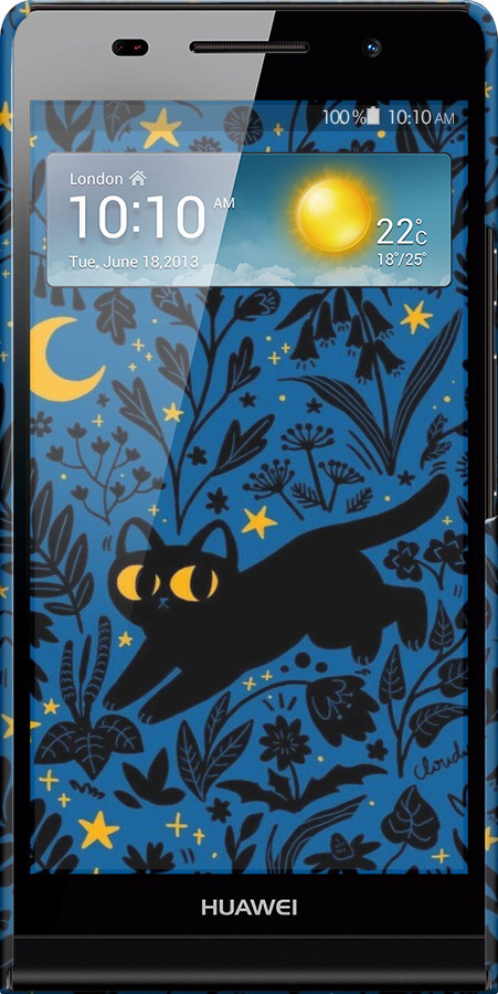 3D пластиковий глянцевий чехол Літня ніч для Huawei Ascend P6 - 6472c-39 изображение 