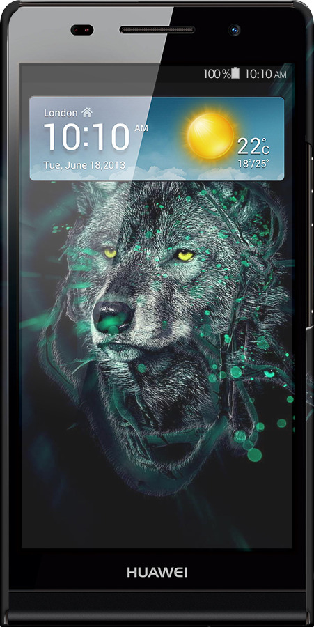 3D пластиковый глянцевый чехол Wolf для Huawei Ascend P6 - 6610c-39 изображение 