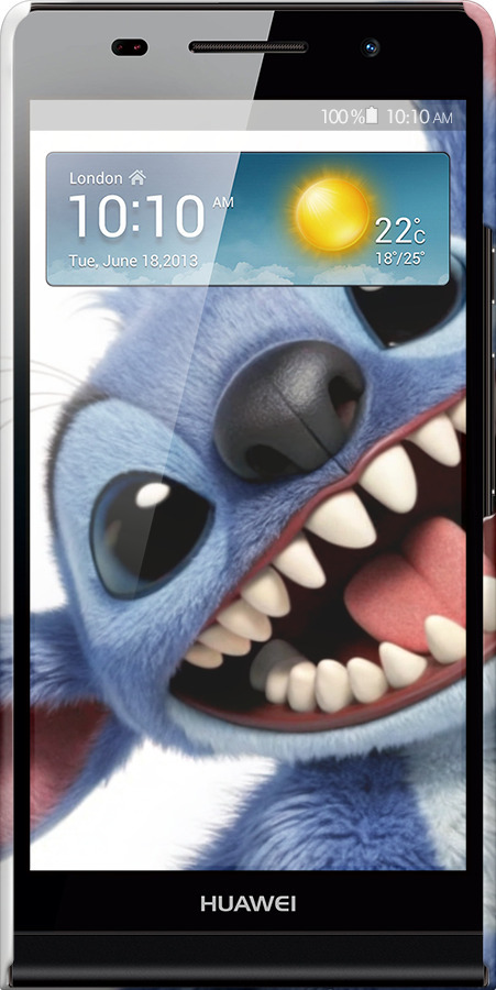 3D пластиковый глянцевый чехол Стич для Huawei Ascend P6 - 6684c-39 изображение 