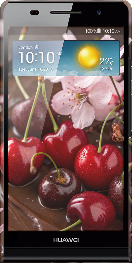3D пластиковий глянцевий чехол Вишня у шоколаді для Huawei Ascend P6 - 6698c-39 изображение 