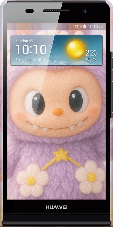 3D пластиковий глянцевий чехол Лабубу 1 для Huawei Ascend P6 - 6709c-39 изображение 