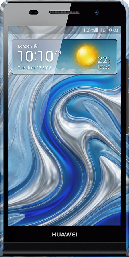 3D пластиковый глянцевый чехол Liquid Chrome для Huawei Ascend P6 - 6781c-39 изображение 