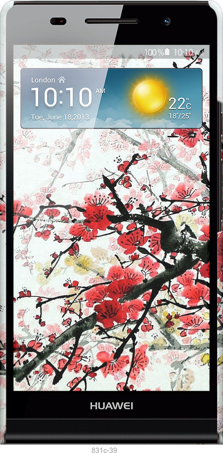 3D пластиковый глянцевый чехол Цветущий куст для Huawei Ascend P6 - 831c-39 изображение 