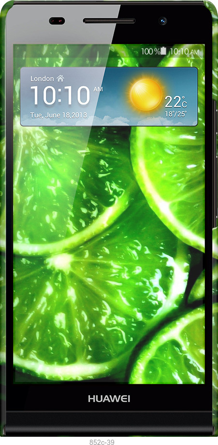 3D пластиковий глянцевий чехол Зелені часточки лимона для Huawei Ascend P6 - 852c-39 изображение 