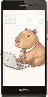 3D пластиковый глянцевый чехол Funny Capybara CEO Working для Huawei Ascend P7 - 6777c-49 изображение 