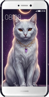 3D пластиковий матовий чехол Mystic White Cat Gothic Dark Purple Gold для Huawei P8 Lite (2017) - 6805m-777 изображение 