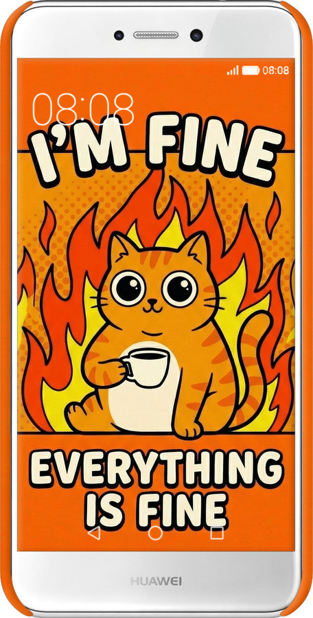 3D пластиковый матовый чехол Funny Cat для Huawei P8 Lite (2017) - 6786m-777 изображение 