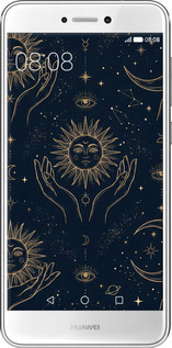 Силиконовый чехол Celestial Harmony: Sun & Moon Gold Mystic Pattern для Huawei P8 Lite (2017) - 6778u-777 изображение 
