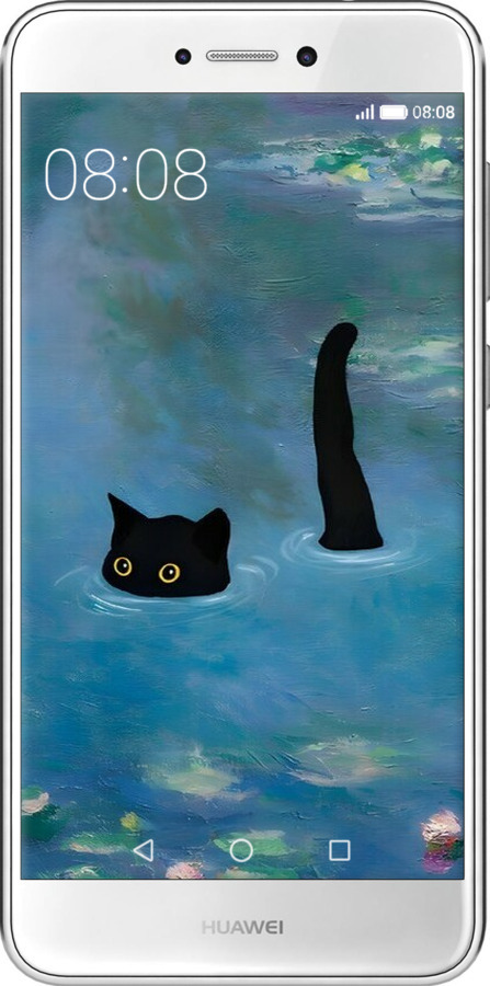 Силиконовый чехол С изображением кота и водяной лилии Monet для Huawei P8 Lite (2017) - 6519u-777 изображение 