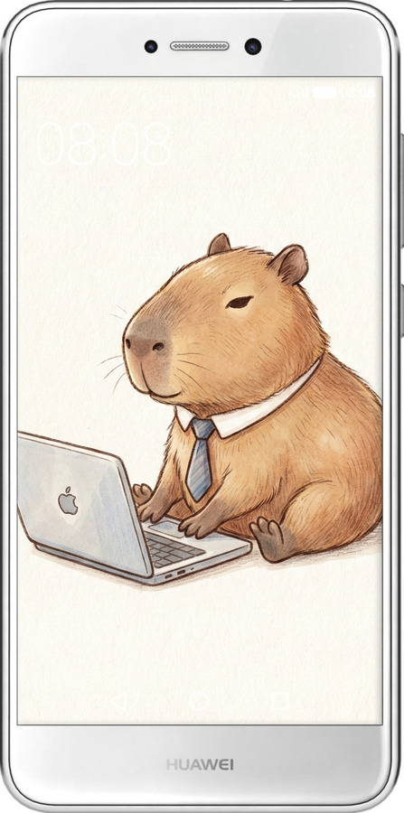 2D пластиковый чехол Funny Capybara CEO Working для Huawei P8 Lite (2017) - 6777t-777 изображение 