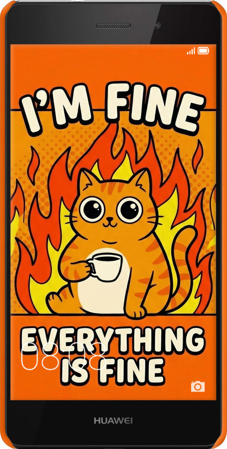 3D пластиковий матовий чехол Funny Cat для Huawei Ascend P8 Lite - 6786m-126 изображение 