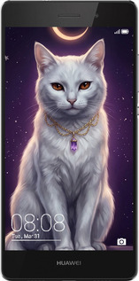 Силіконовий чехол Mystic White Cat Gothic Dark Purple Gold для Huawei Ascend P8 Lite - 6805u-126 изображение 
