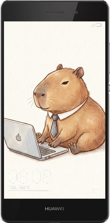 Силиконовый чехол Funny Capybara CEO Working для Huawei Ascend P8 Lite - 6777u-126 изображение 