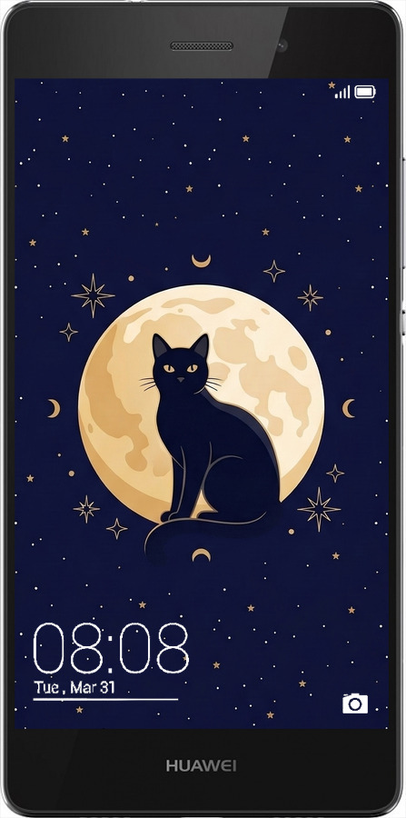 Силіконовий чехол Cute Cat Celestial/Witchy для Huawei Ascend P8 Lite - 6787u-126 изображение 
