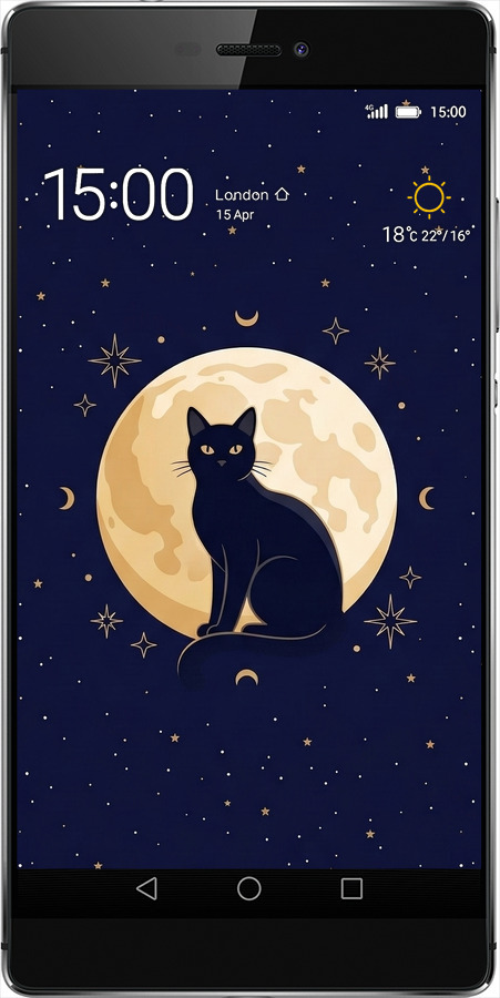 Силіконовий чехол Cute Cat Celestial/Witchy для Huawei Ascend P8 - 6787u-123 изображение 