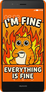 3D пластиковый глянцевый чехол Funny Cat для Huawei P9 Lite - 6786c-298 изображение 