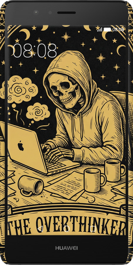 3D пластиковый матовый чехол The Overthinker для Huawei P9 Lite - 6774m-298 изображение 