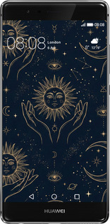 Силиконовый чехол Celestial Harmony: Sun & Moon Gold Mystic Pattern для Huawei P9 Plus - 6778u-300 изображение 