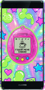 3D пластиковый глянцевый чехол Y2K Aesthetic Retro Pet: Годуй мене кавою для Huawei P9 - 6784c-347 изображение 