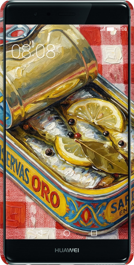 3D пластиковый глянцевый чехол Vintage Sardine Tin Phone для Huawei P9 - 6772c-347 изображение 