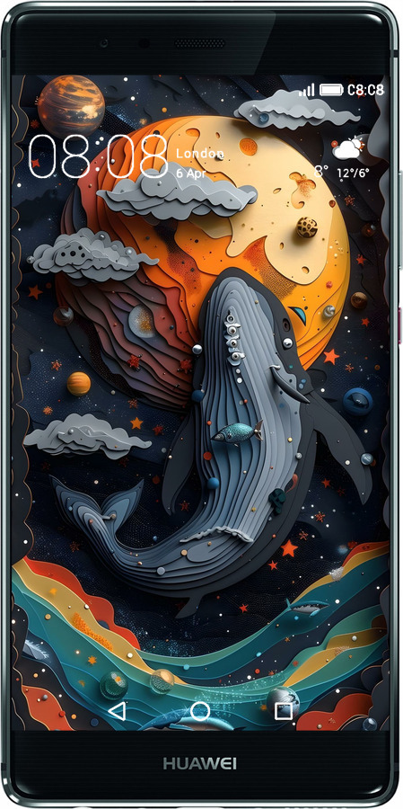 Силиконовый чехол Кит в космосе для Huawei P9 - 6328u-347 изображение 