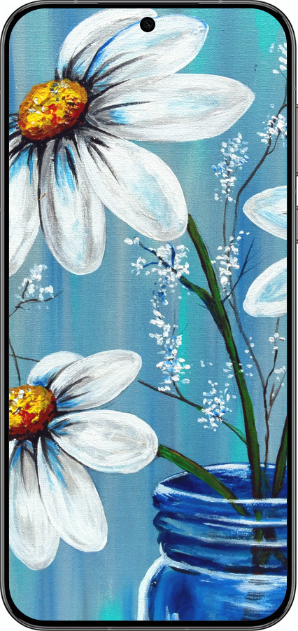 Силіконовий чехол Красиві арт-ромашки для Huawei Pura 70 PRO - 4031u-3700 изображение 