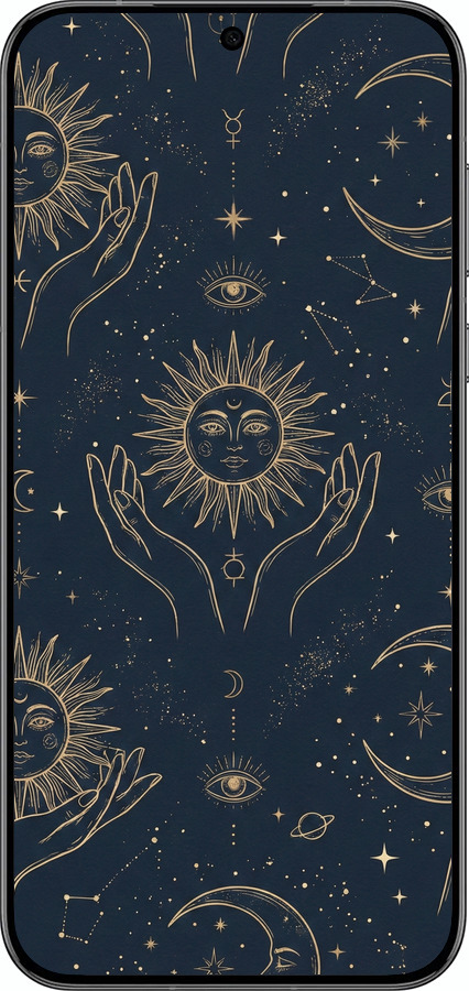 Силиконовый чехол Celestial Harmony: Sun & Moon Gold Mystic Pattern для Huawei Pura 70 PRO - 6778u-3700 изображение 