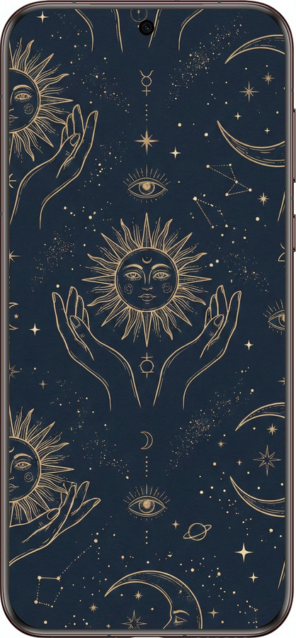 Силіконовий чехол Celestial Harmony: Sun & Moon Gold Mystic Pattern для Huawei Pura 70 Ultra - 6778u-3704 изображение 