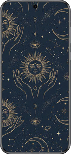 Силиконовый чехол Celestial Harmony: Sun & Moon Gold Mystic Pattern для Huawei Pura 70 - 6778u-3703 изображение 