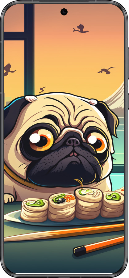 Силіконовий чехол Мопс і суші для Huawei Pura 70 - 5588u-3703 изображение 