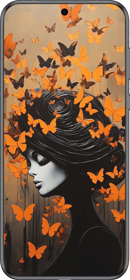 Силиконовый чехол Чехол для телефона Девушка с оранжевыми бабочками для Huawei Pura 70 - 5940u-3703 изображение 