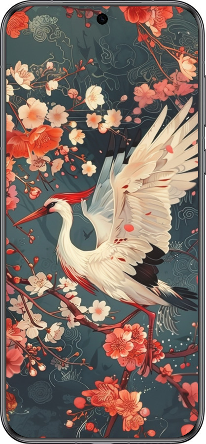 Силіконовий чехол Сакура та лелека для Huawei Pura 70 - 6108u-3703 изображение 