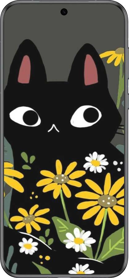 Силиконовый чехол Черный кот с цветами для Huawei Pura 70 - 6448u-3703 изображение 