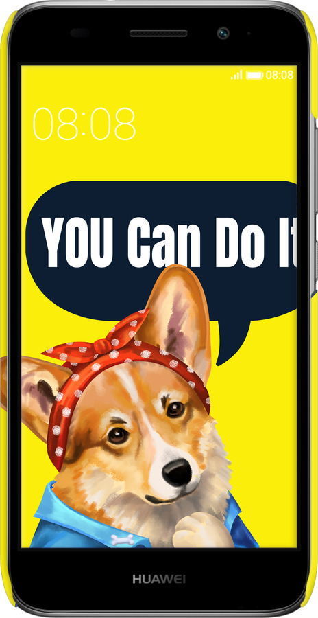 3D пластиковий матовий чехол чехол с корги You Can Do It для Huawei Y3 2017 - 6184m-991 изображение 