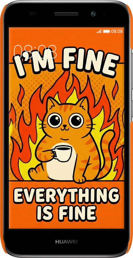 3D пластиковий матовий чехол Funny Cat для Huawei Y3 2017 - 6786m-991 изображение 