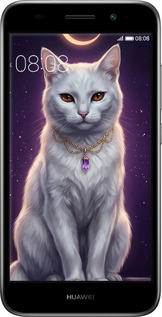 2D пластиковый чехол Mystic White Cat Gothic Dark Purple Gold для Huawei Y3 2017 - 6805t-991 изображение 