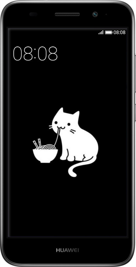 2D пластиковый чехол С милым котом на черном фоне для Huawei Y3 2017 - 6528t-991 изображение 