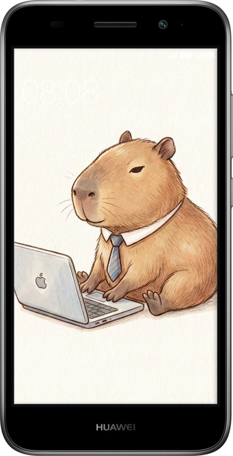 2D пластиковый чехол Funny Capybara CEO Working для Huawei Y3 2017 - 6777t-991 изображение 