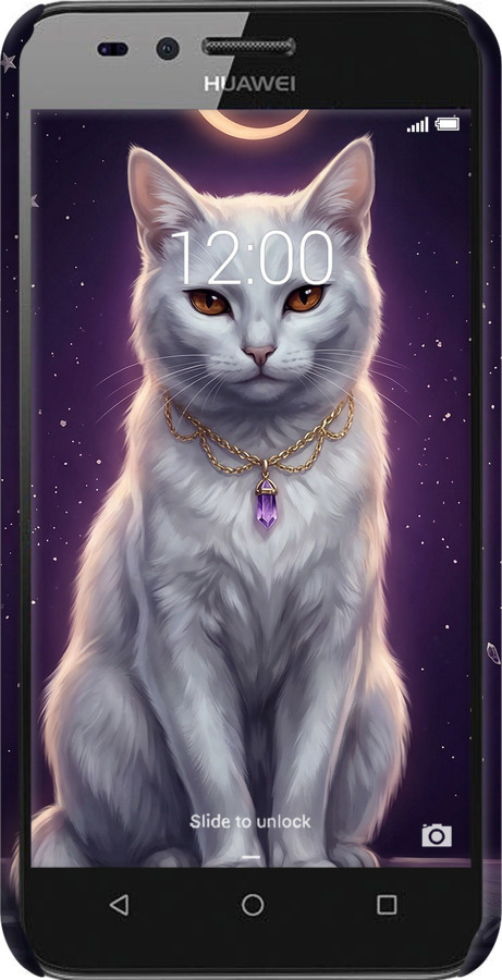 3D пластиковий матовий чехол Mystic White Cat Gothic Dark Purple Gold для Huawei Y3II / Y3 2 - 6805m-495 изображение 