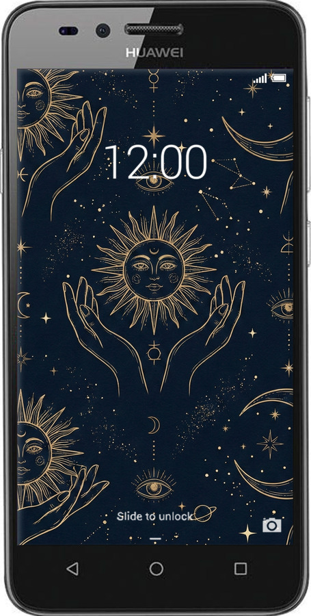 2D пластиковий чехол Celestial Harmony: Sun & Moon Gold Mystic Pattern для Huawei Y3II / Y3 2 - 6778t-495 изображение 