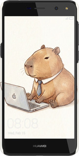 3D пластиковий матовий чехол Funny Capybara CEO Working для Huawei Y5 2017 - 6777m-992 изображение 