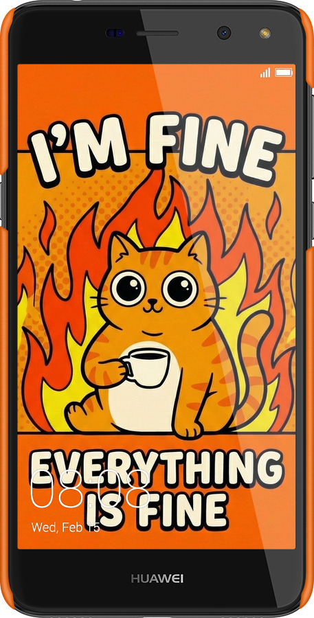 3D пластиковый матовый чехол Funny Cat для Huawei Y5 2017 - 6786m-992 изображение 