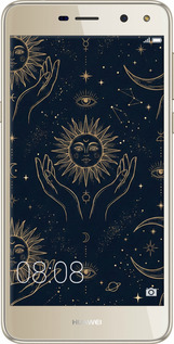2D пластиковый чехол Celestial Harmony: Sun & Moon Gold Mystic Pattern для Huawei Y5 2017 - 6778t-992 изображение 