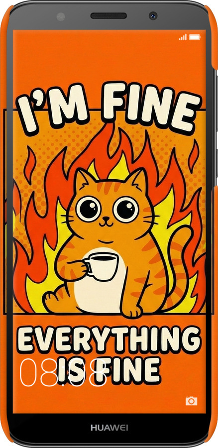 3D пластиковий матовий чехол Funny Cat для Huawei Y5 2018 - 6786m-1500 изображение 