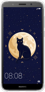 Силіконовий протиударний с посиленими кутами чехол Cute Cat Celestial/Witchy для Huawei Y5 2018 - 6787sp-1500 изображение 