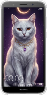 Силіконовий протиударний с посиленими кутами чехол Mystic White Cat Gothic Dark Purple Gold для Huawei Y5 2018 - 6805sp-1500 изображение 